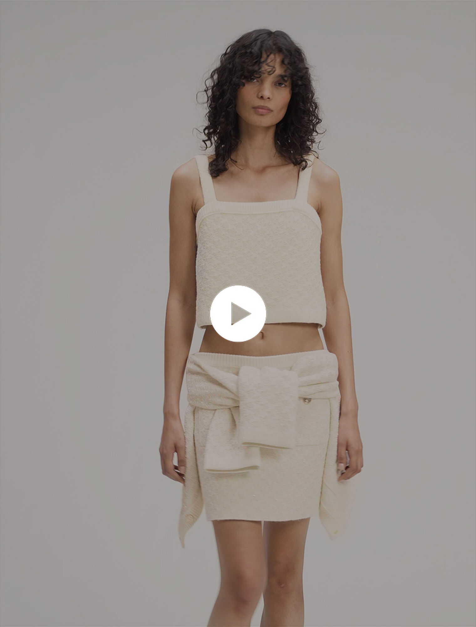 Kurzes Strick-Top mit Tweed-Effekt