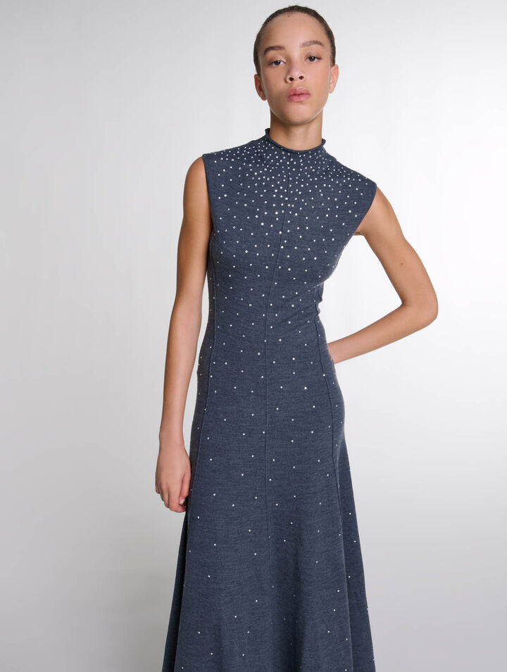 Langes Strickleid mit Strass