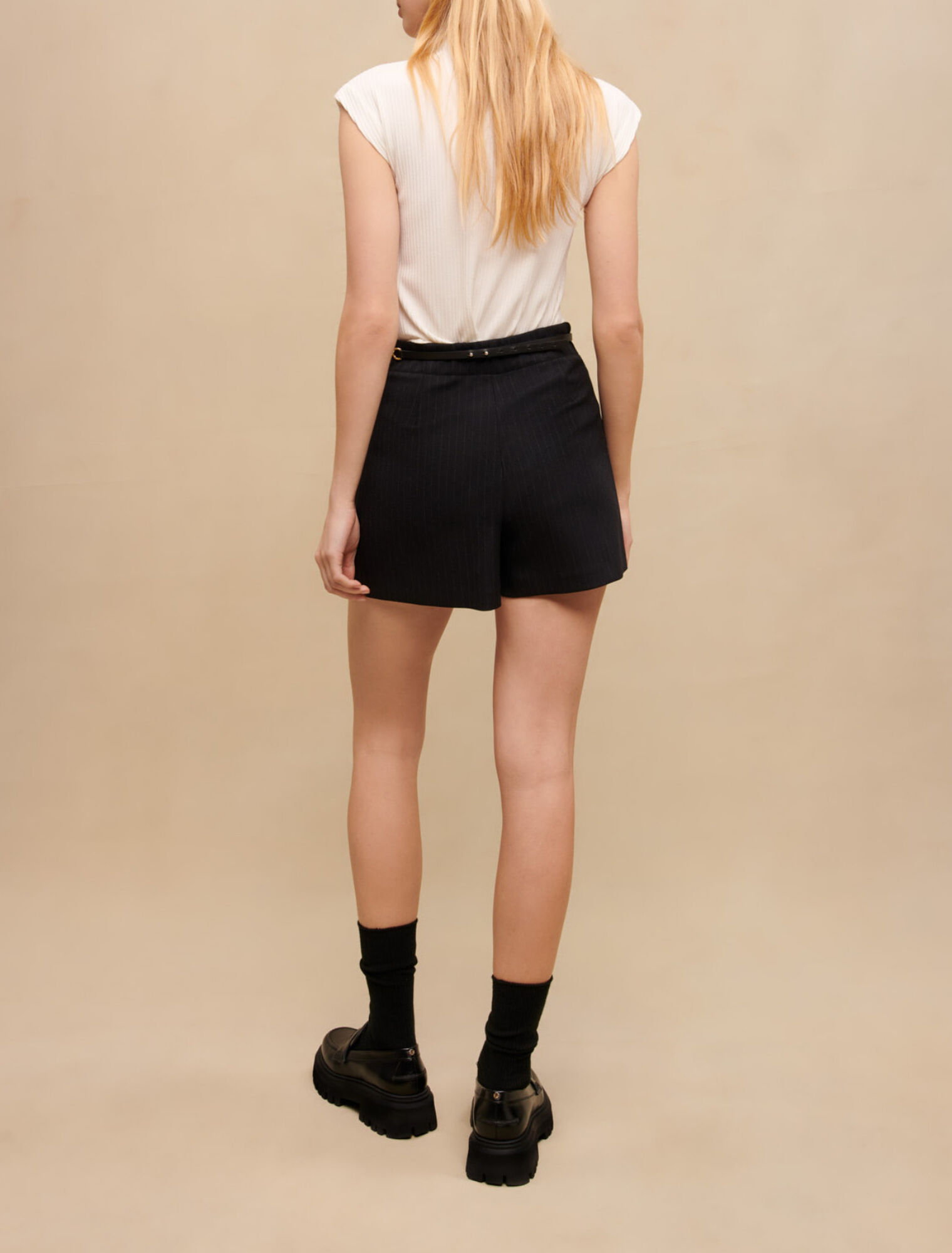 Shorts mit Tennisstreifen, Metalldetails