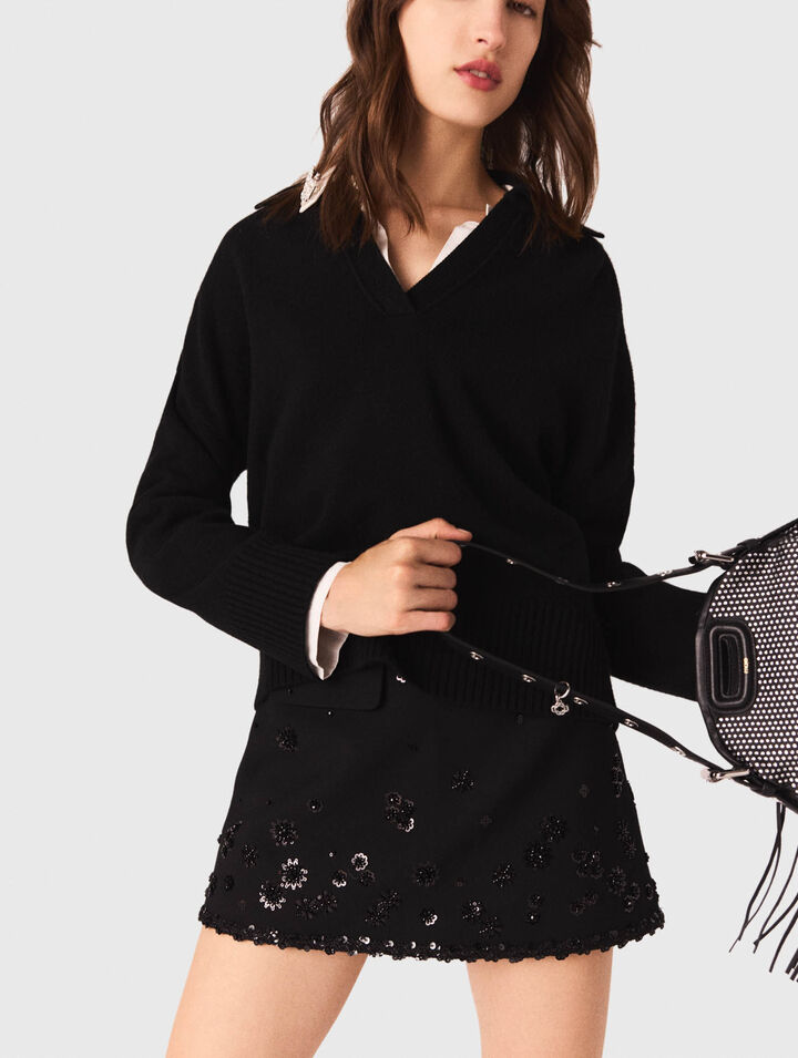 Cardigan mit offenem Polokragen