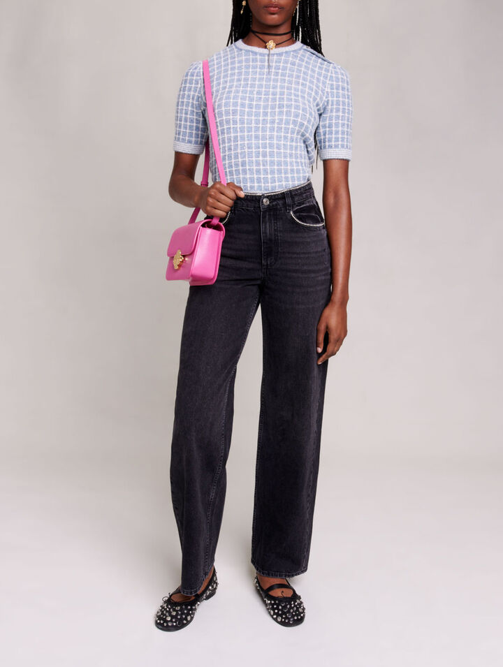 Weite Jeans mit Strass