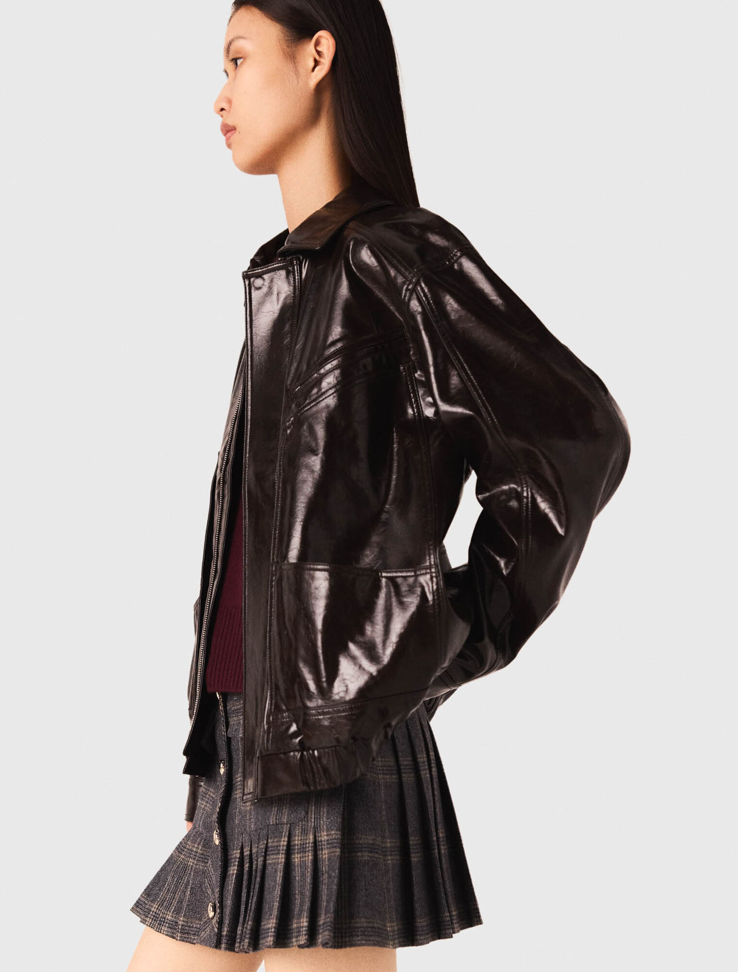 Jacke aus Kunstleder in Craquelé-Optik