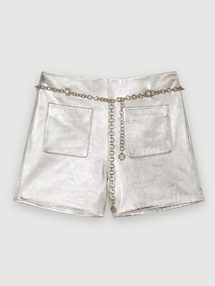 Shorts aus metallisiertem Leder