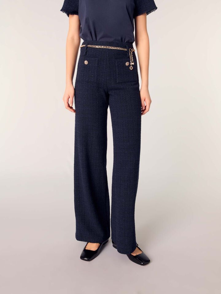 Tweed-Hose mit Kettengürtel