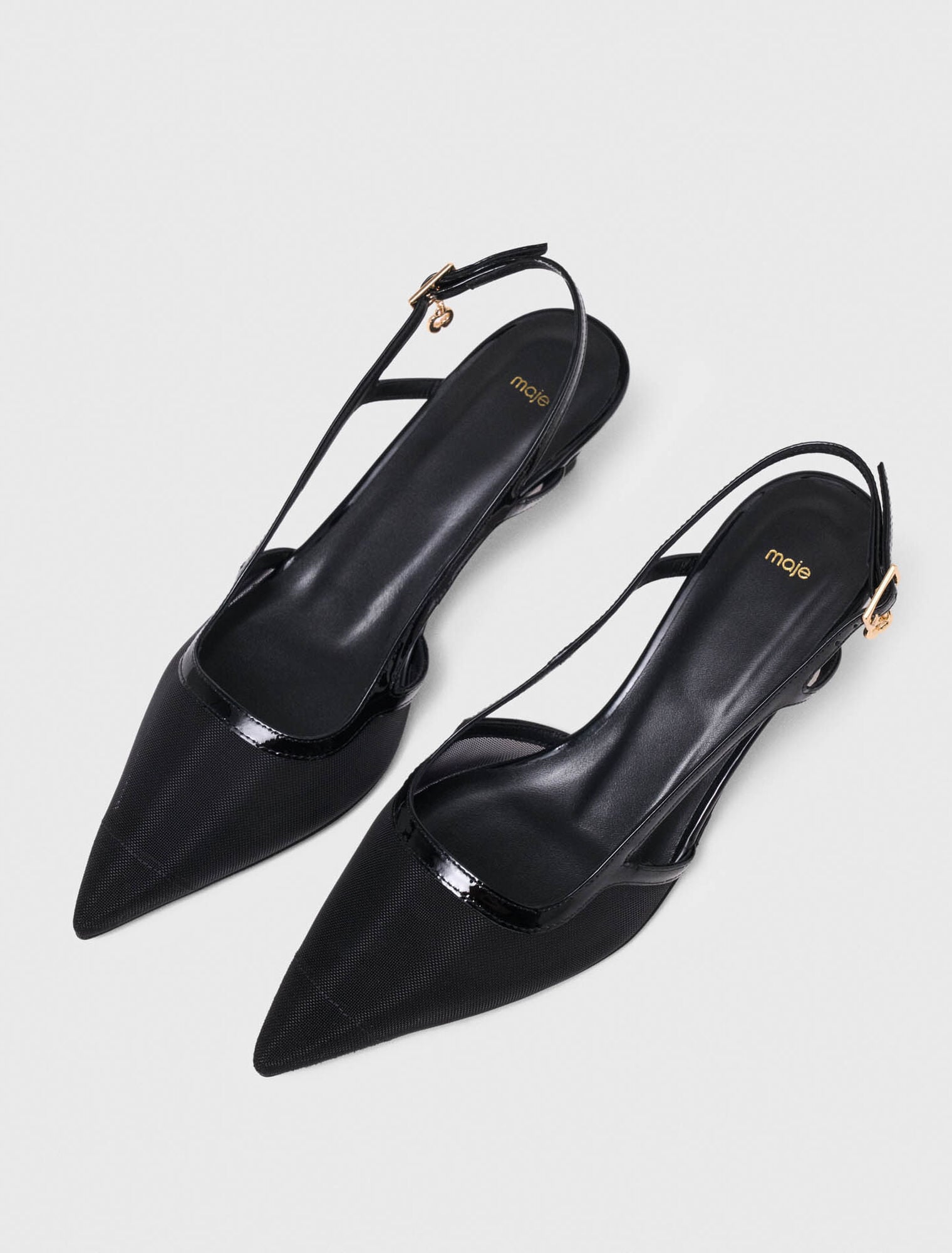 Slingbacks aus Leder und Mesh