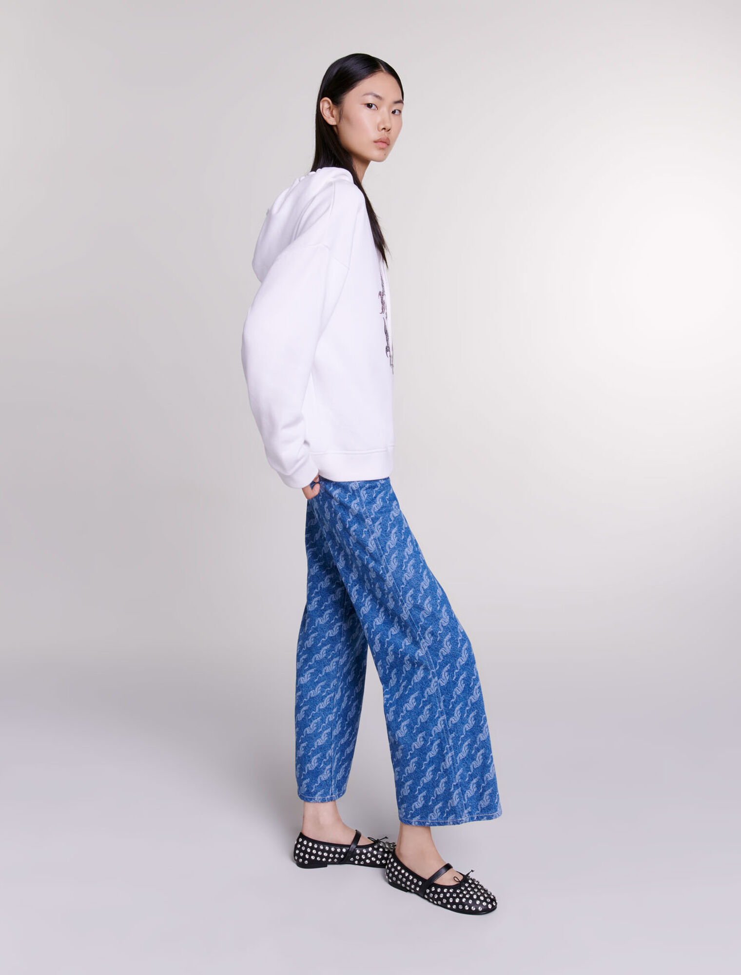 Oversize-Sweatshirt mit Strass