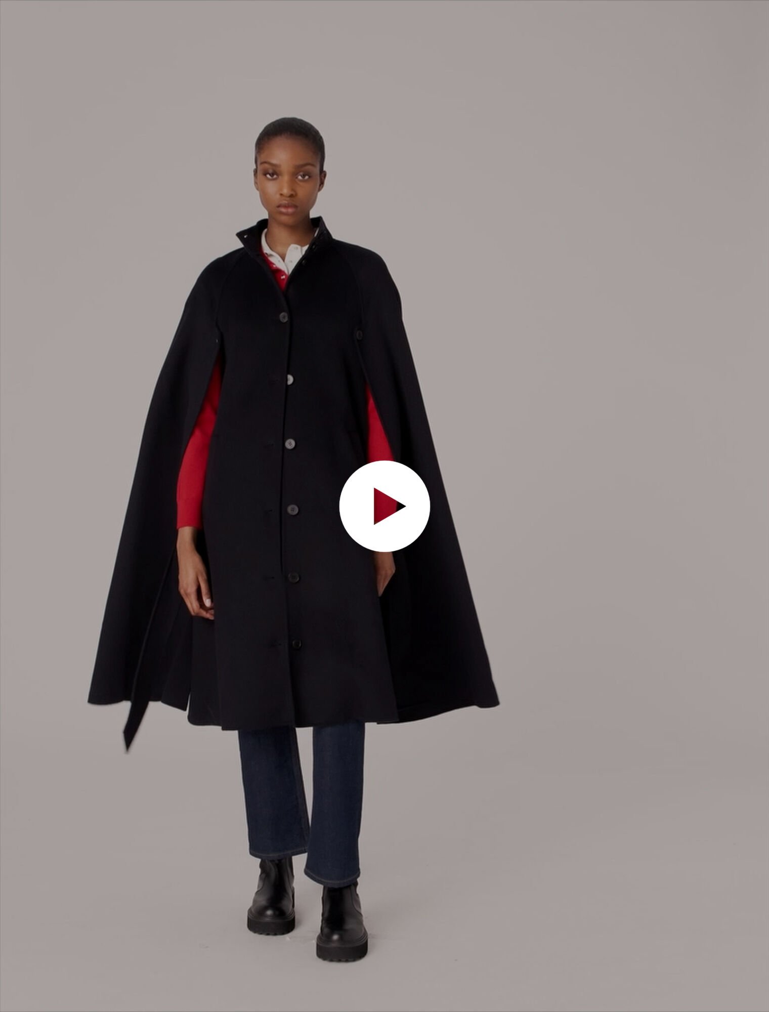 Langer Doubleface-Mantel mit Cape