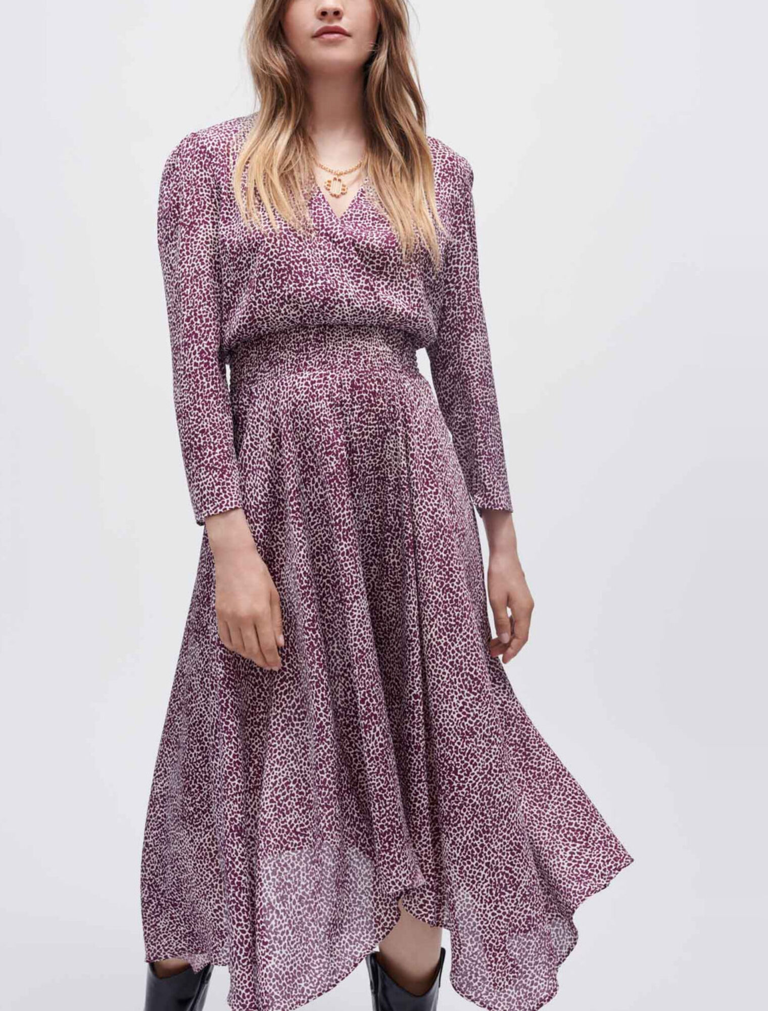 Asymmetrisches Kleid mit Leopardendruck