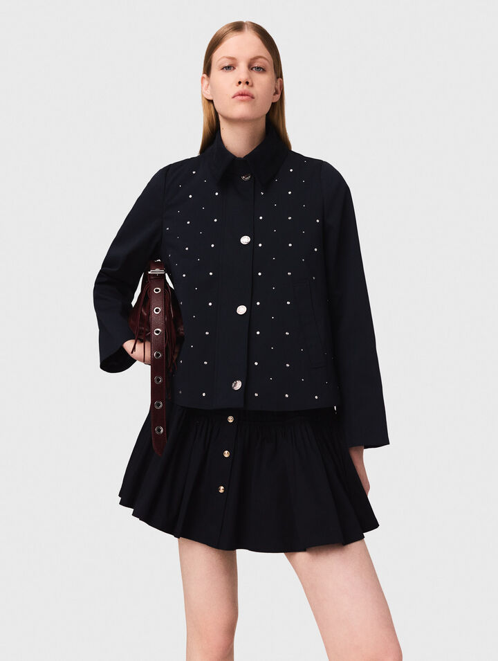 Kurze Jacke mit Samtkragen, Nieten