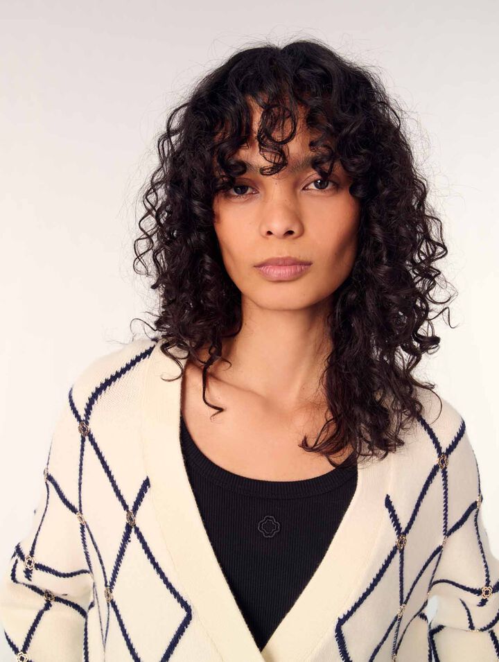 Strick-Cardigan mit Rautenmuster