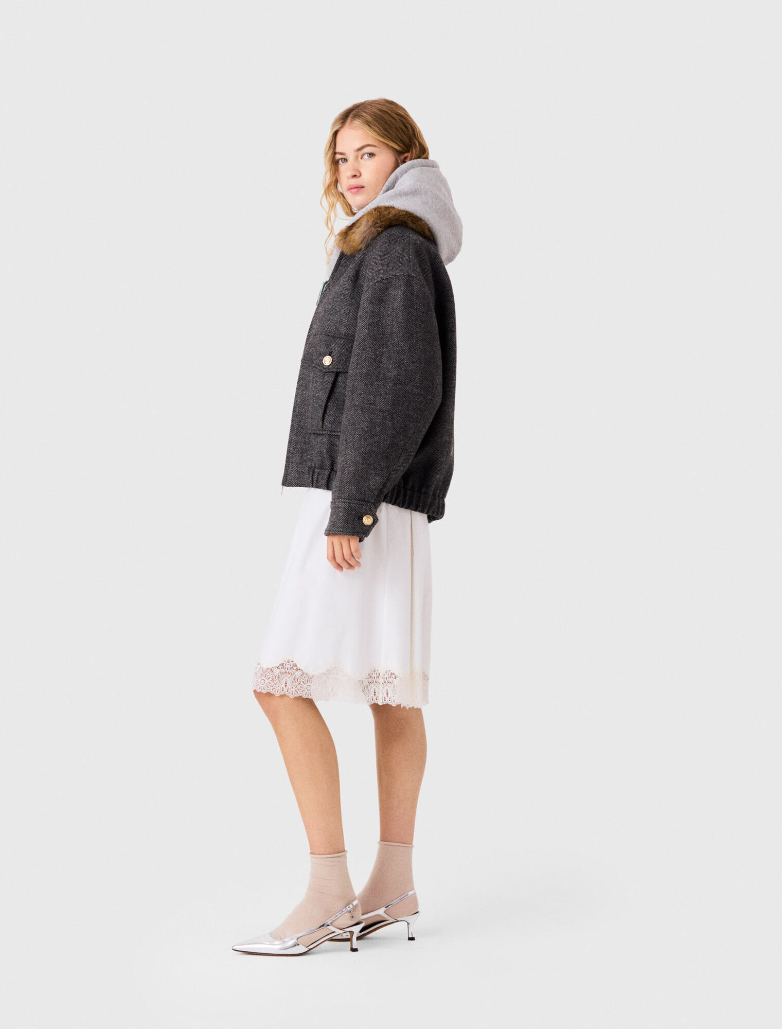 Oversize-Blouson in Chevron-Optik