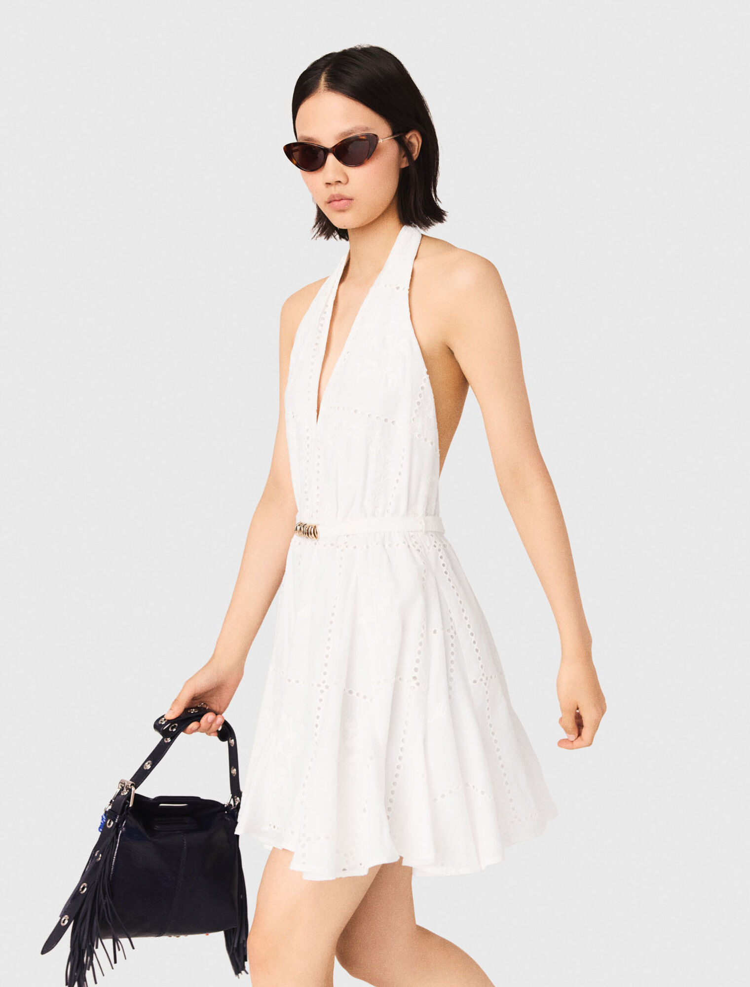 Kurzes besticktes Kleid r&uuml;ckenfrei