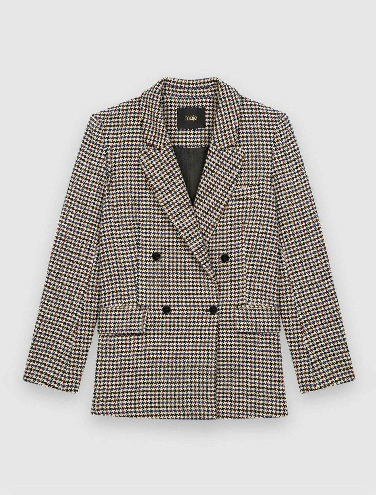 Weite, dicke Jacke mit Hahnentrittmuster