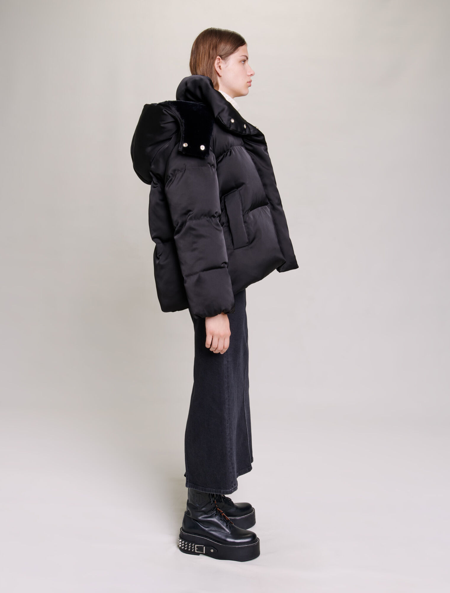 Kurzer, satinierter Stepp-Anorak