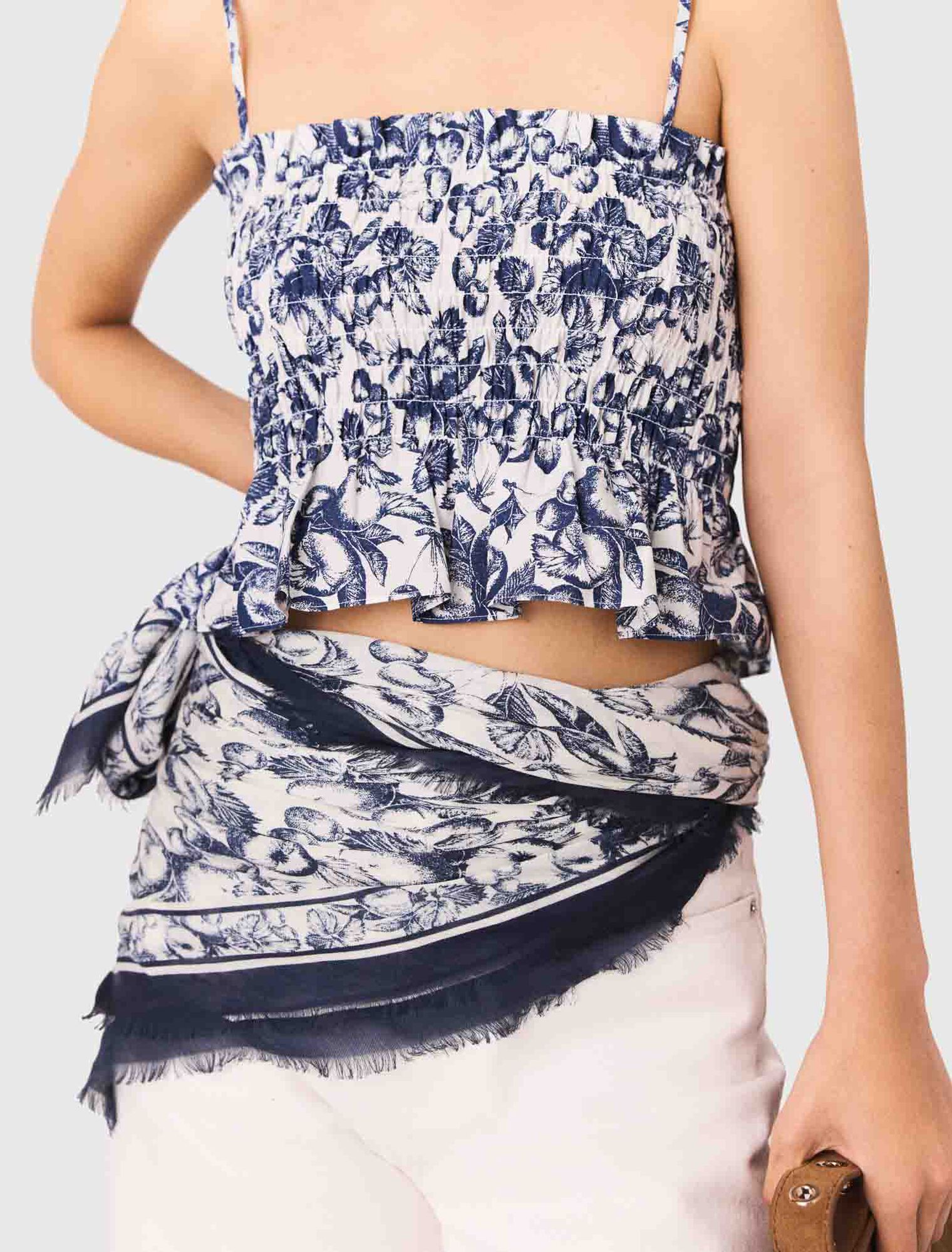 Gesmoktes bedrucktes Top