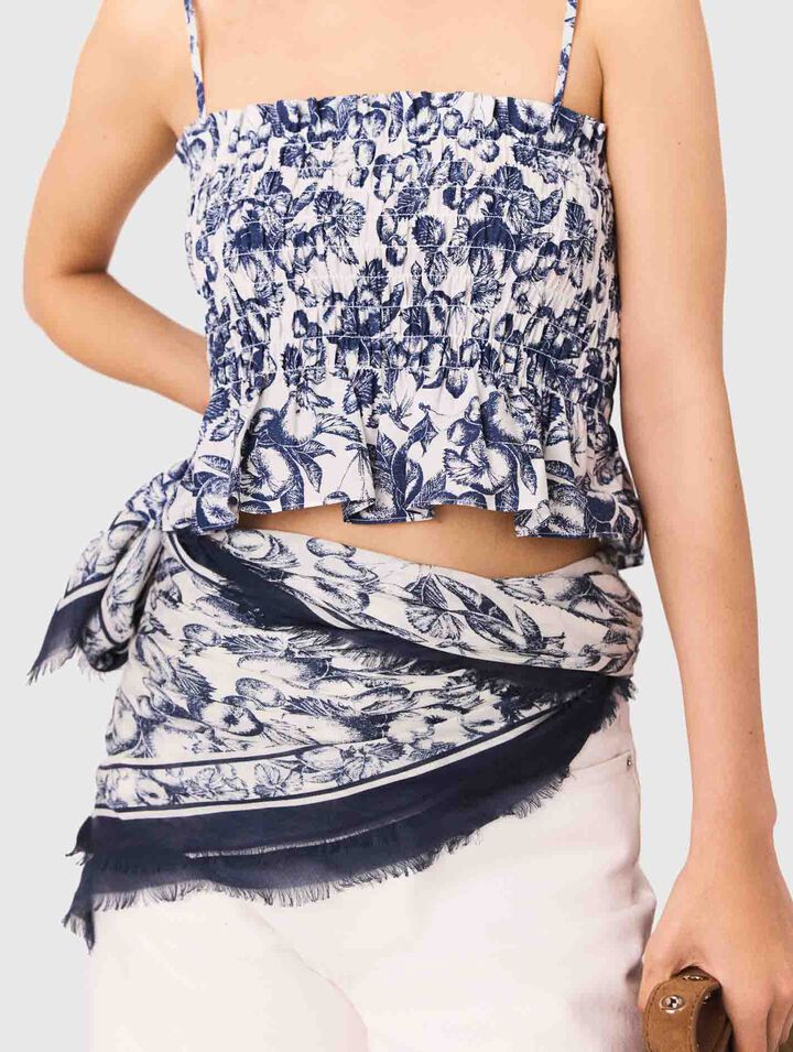 Gesmoktes bedrucktes Top