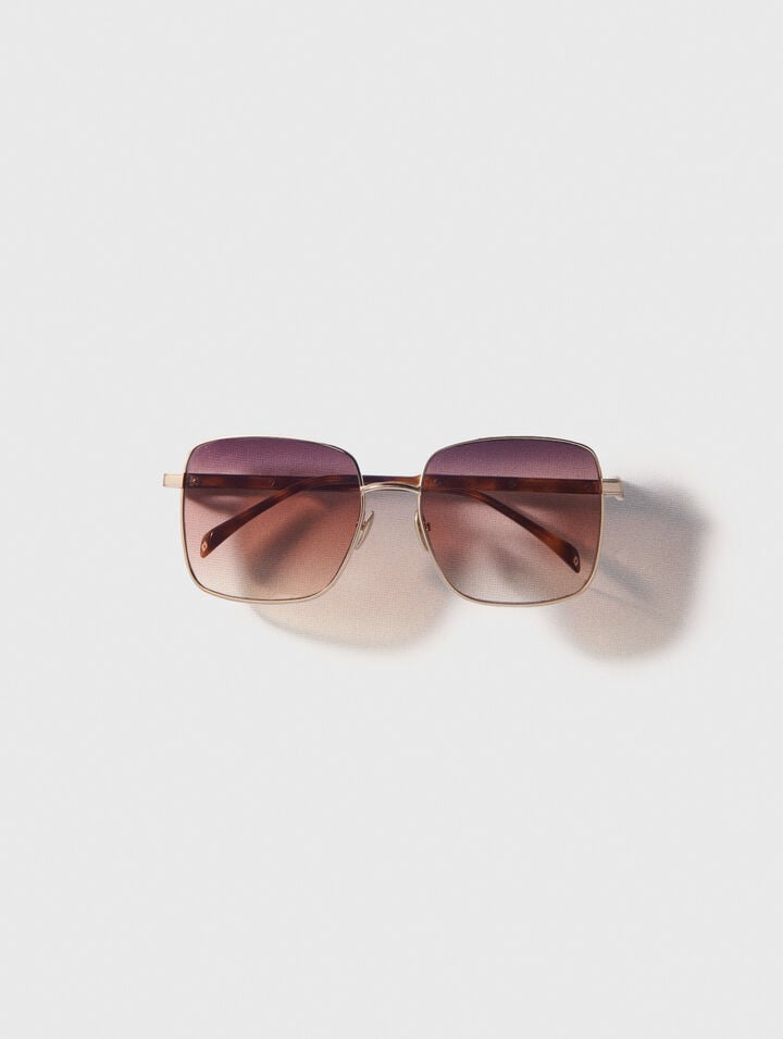 Eckige Sonnenbrille aus Materialmix
