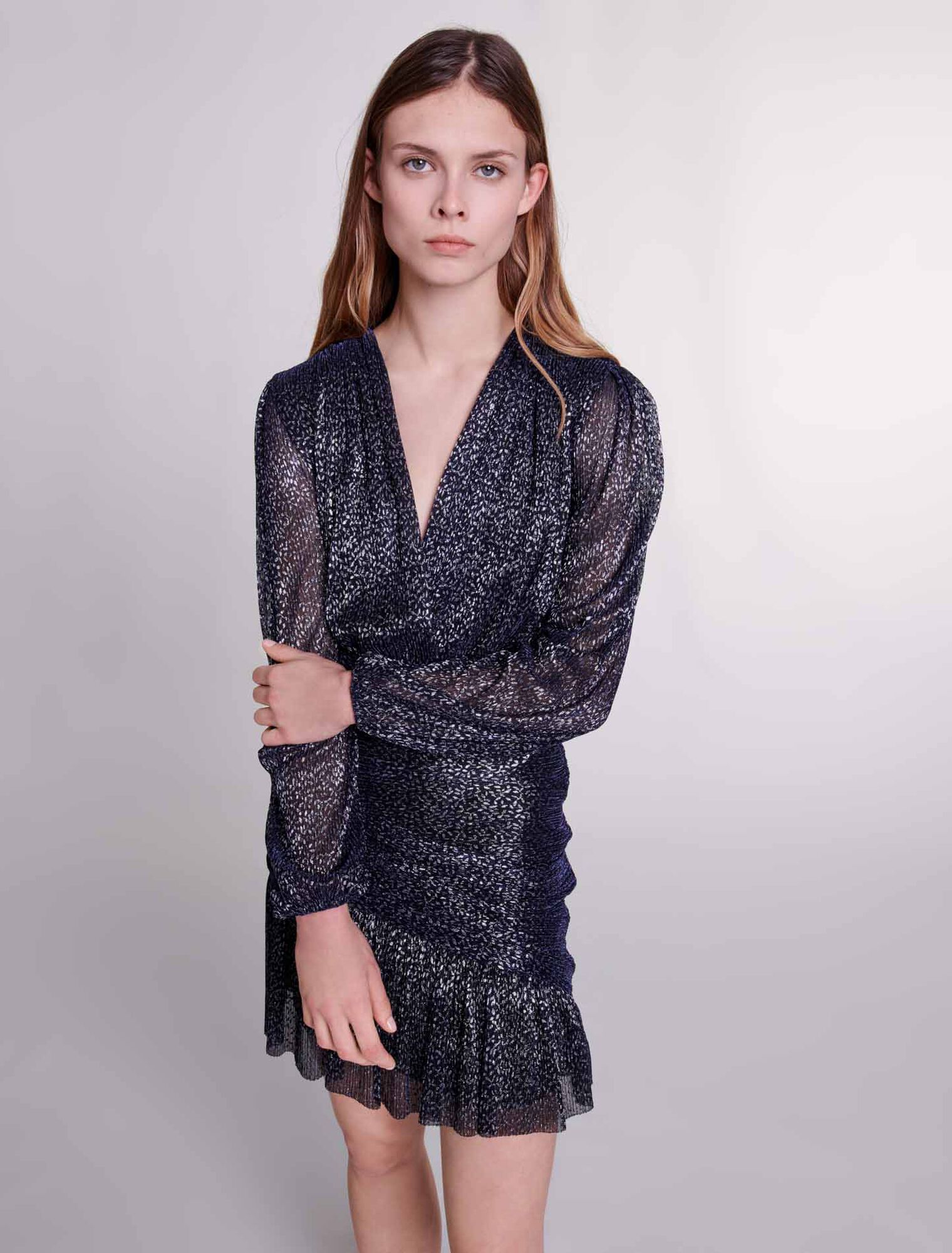 Drapiertes Lurexkleid