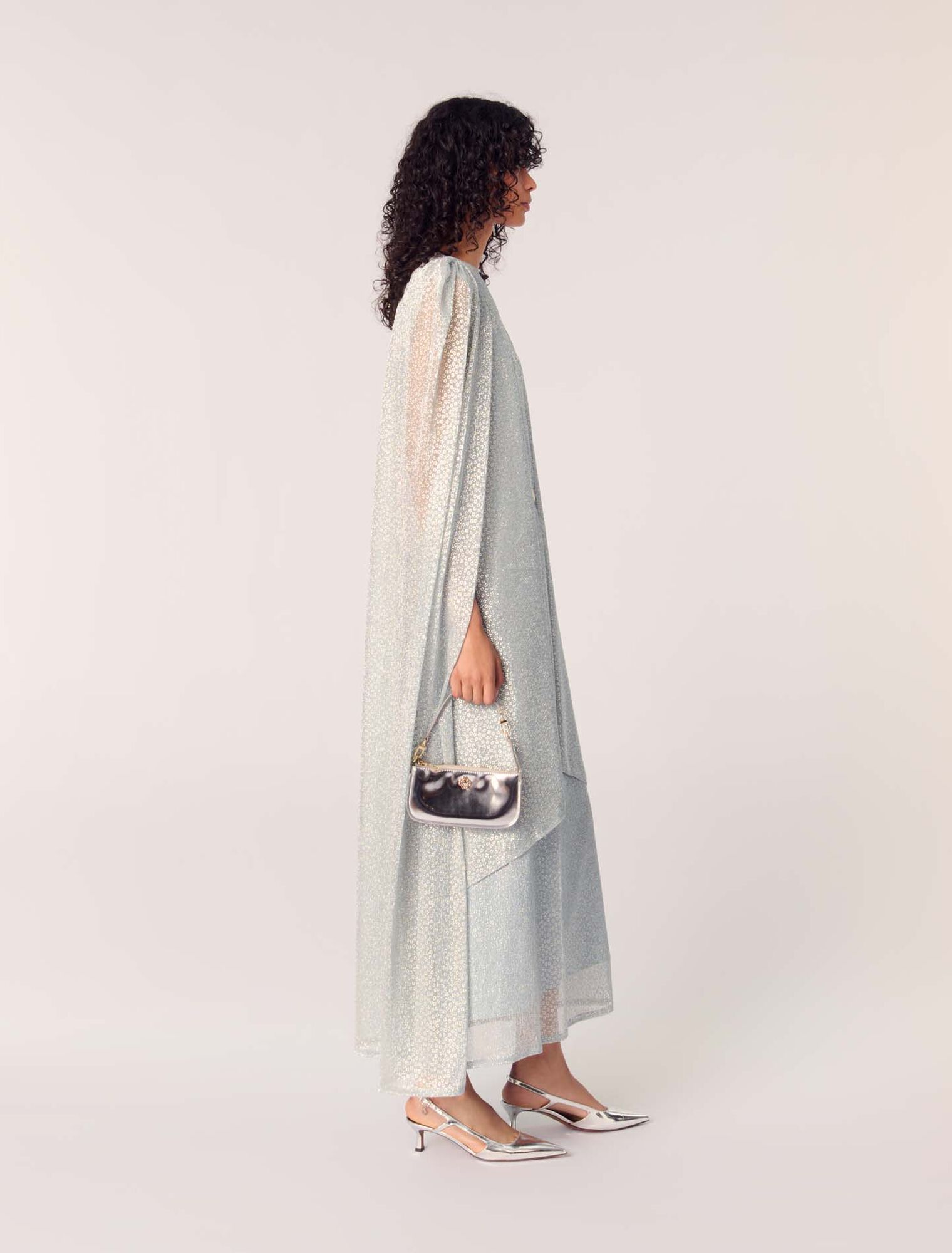 Langes Cape-Kleid aus Lurex