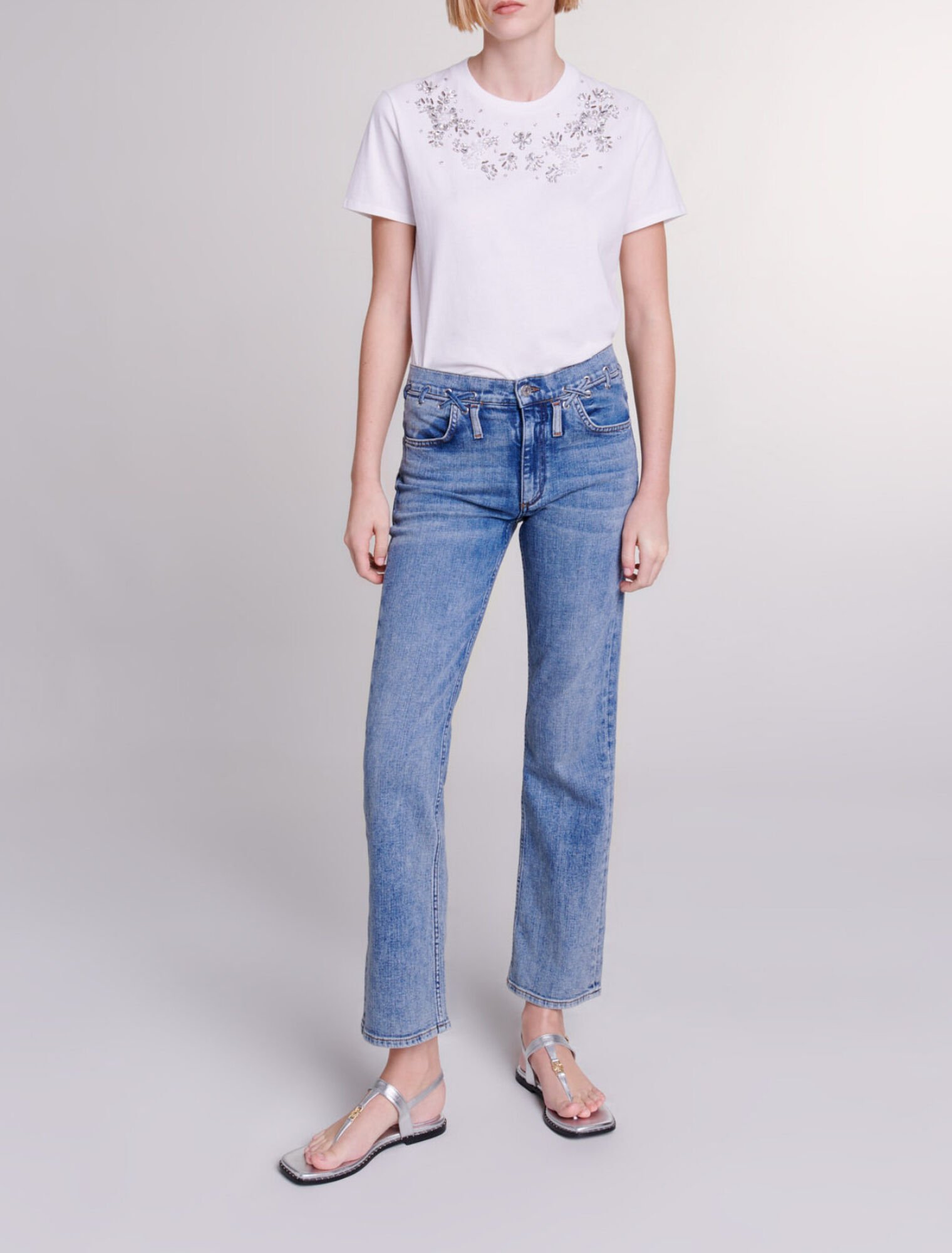 Jeans mit Flechtdetails