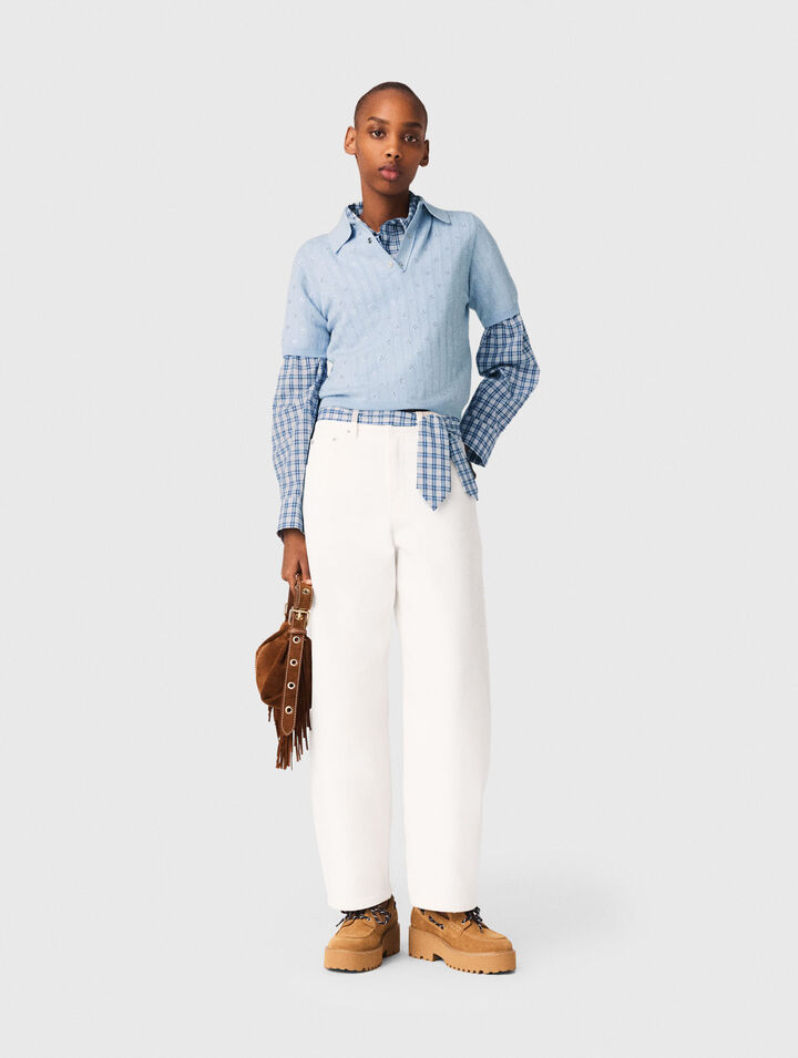 Kurzer Pullover mit Strass vorne