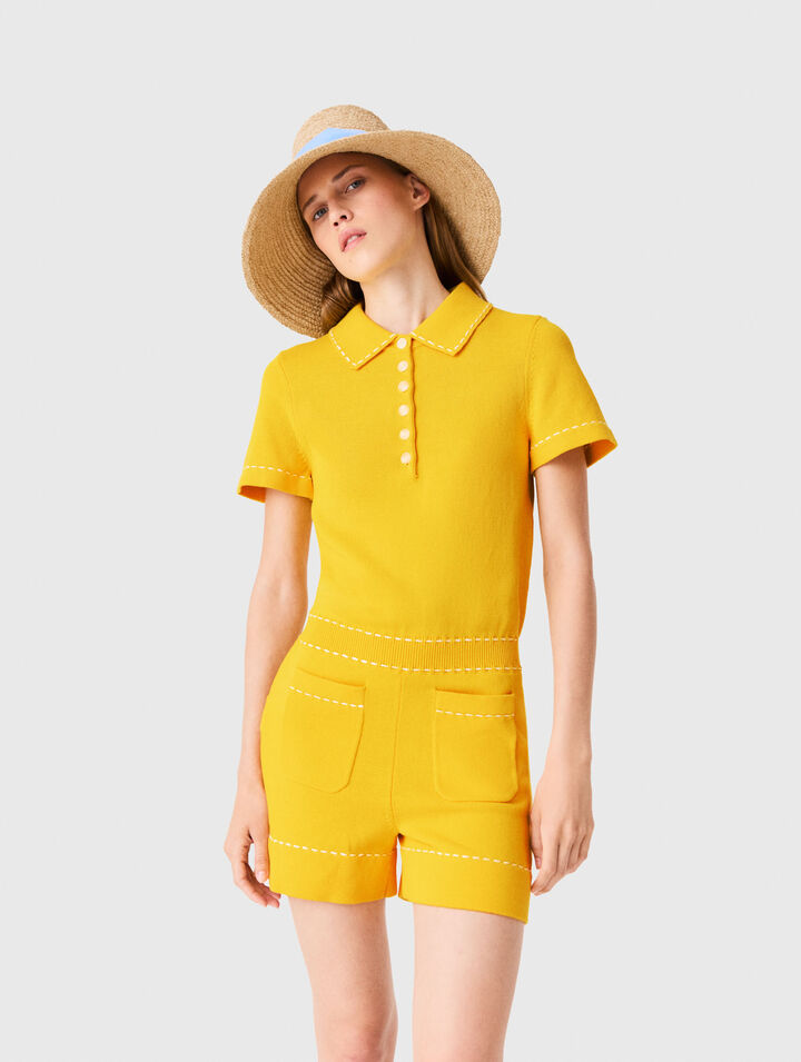 Playsuit aus Strick mit Polokragen