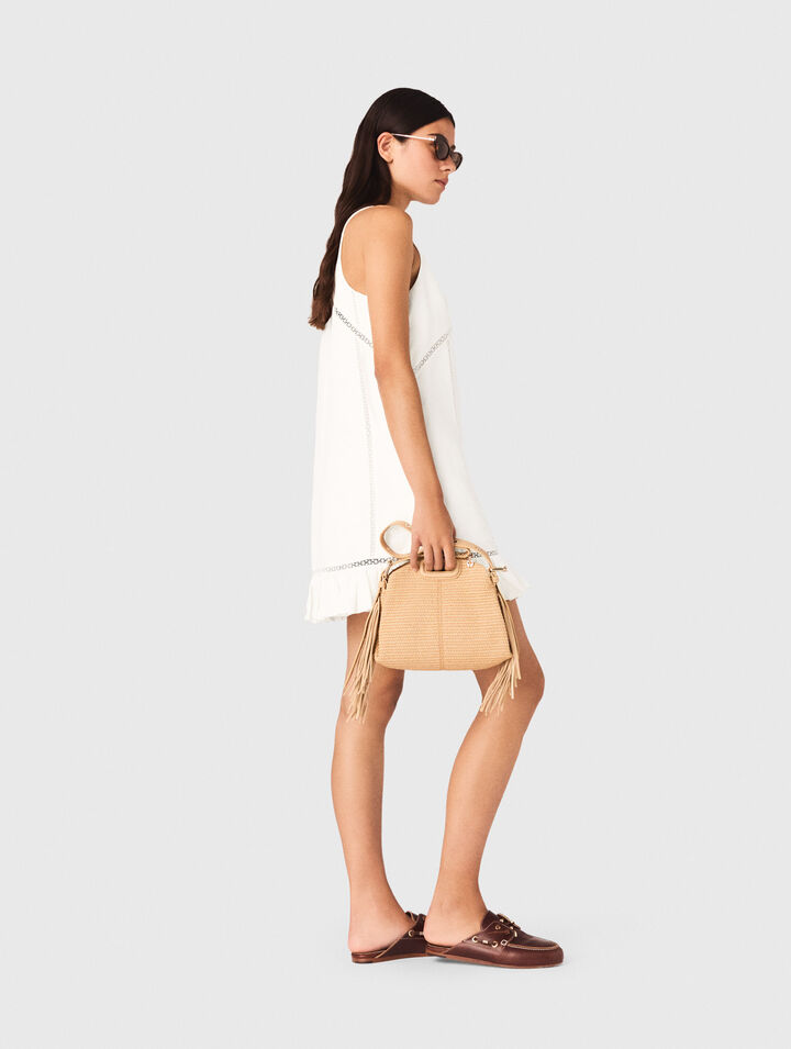 Kleid aus Leinen-Mix und Stickerei