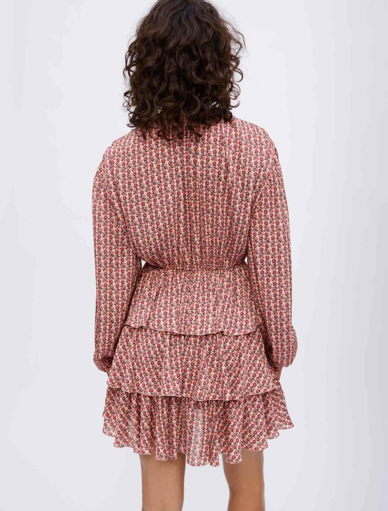 Bedrucktes fließendes Kleid mit Volants
