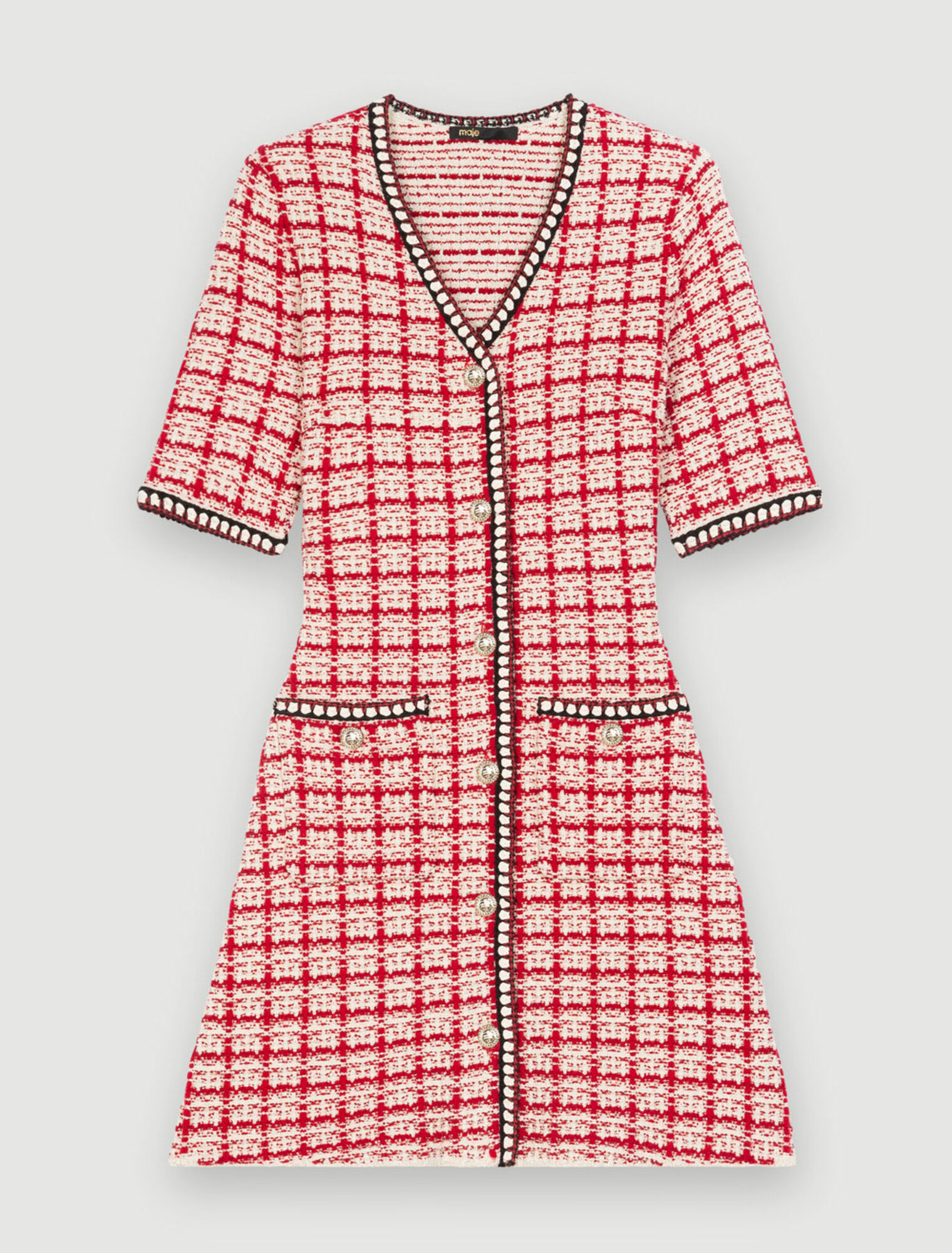 Strickkleid in Tweed-Optik, Karomuster
