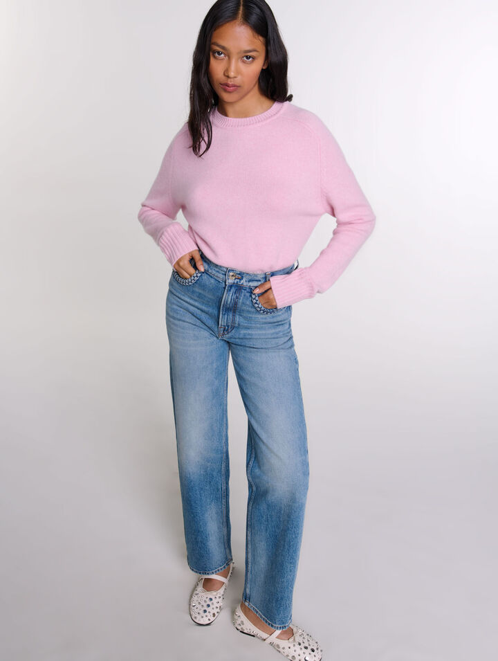 Gerade Jeans mit Flechtdetails
