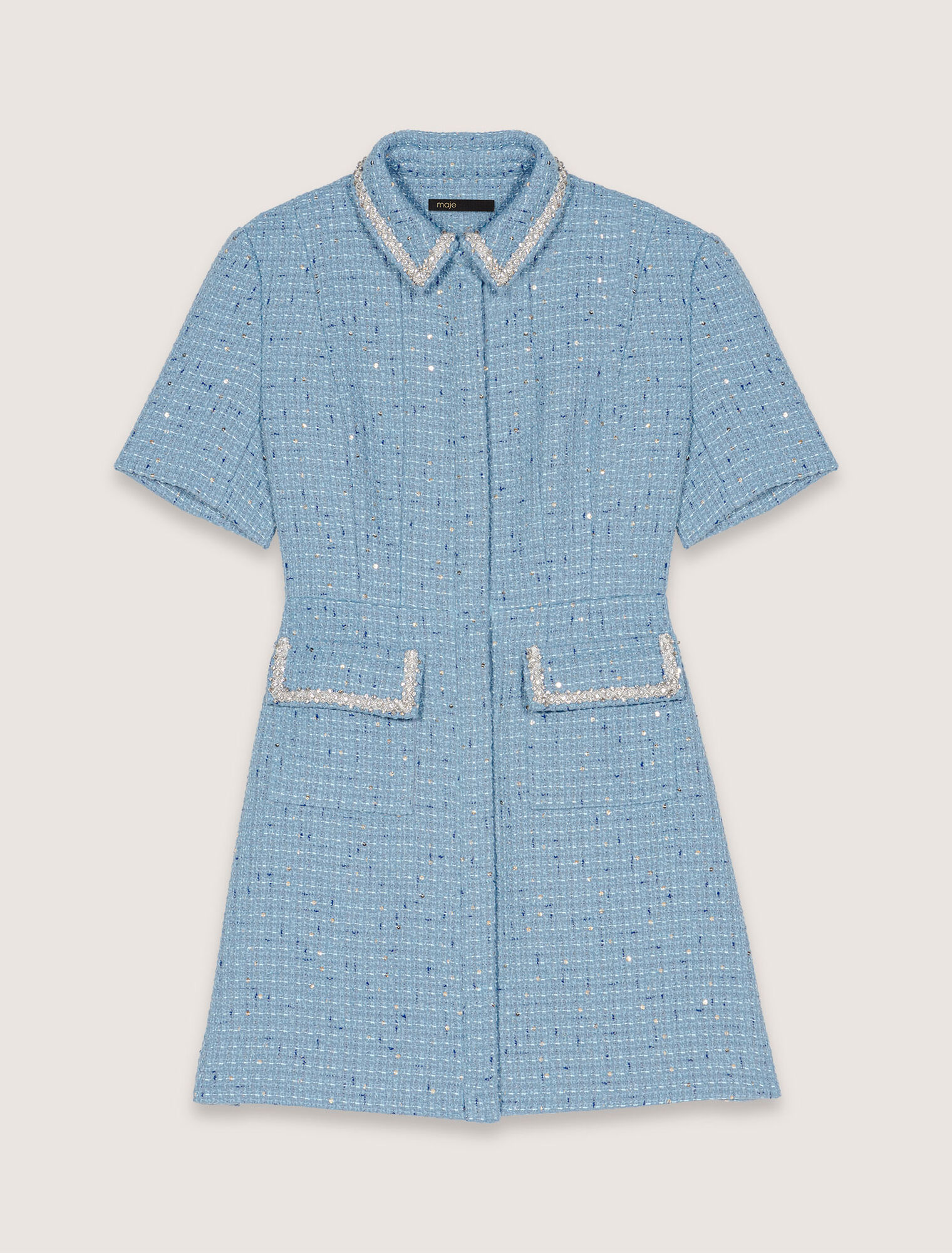Kurzes Tweedkleid mit Pailletten
