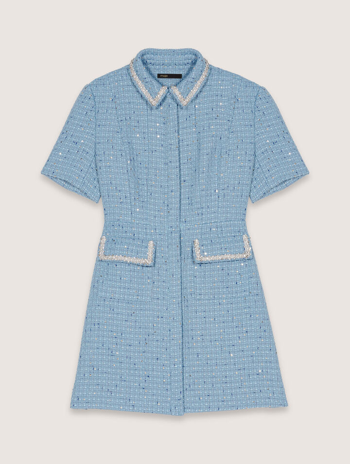 Kurzes Tweedkleid mit Pailletten