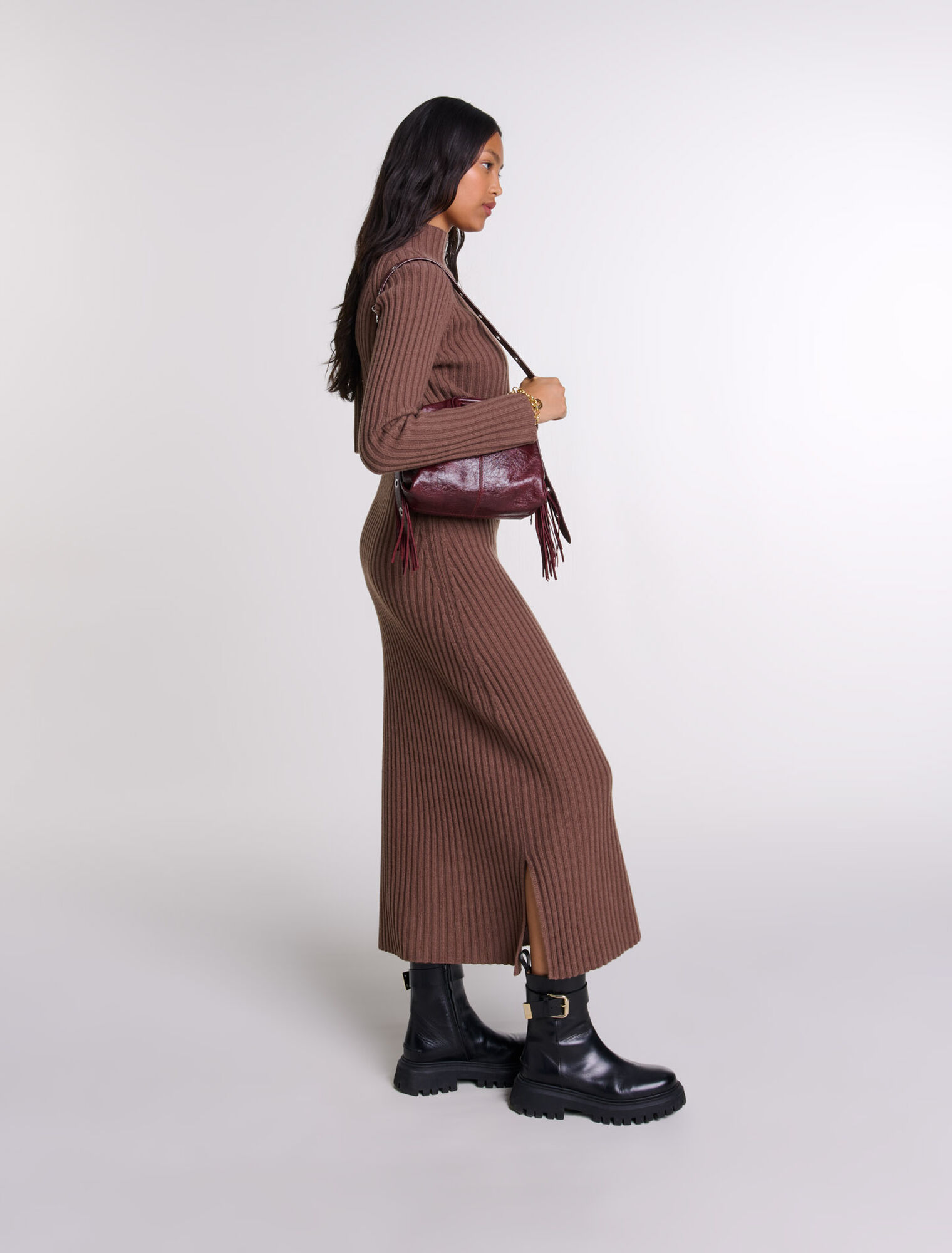 Langes 2-in-1 Kleid aus Wolle