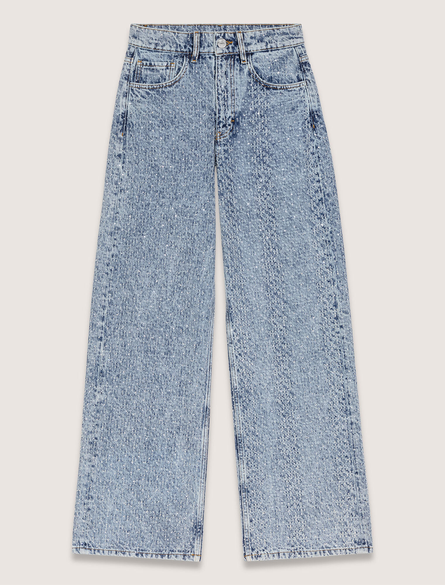 Weite Jeans mit Strassbesatz
