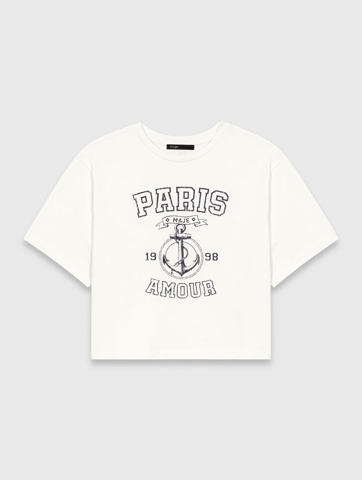 T-Shirt mit Marine-Print