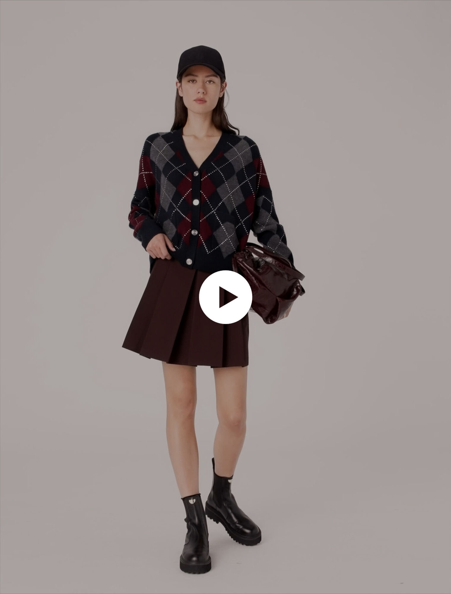 Kurzer Cardigan mit Argyle-Muster
