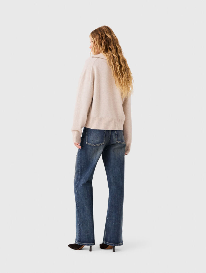 Weite Jeans mit Strass