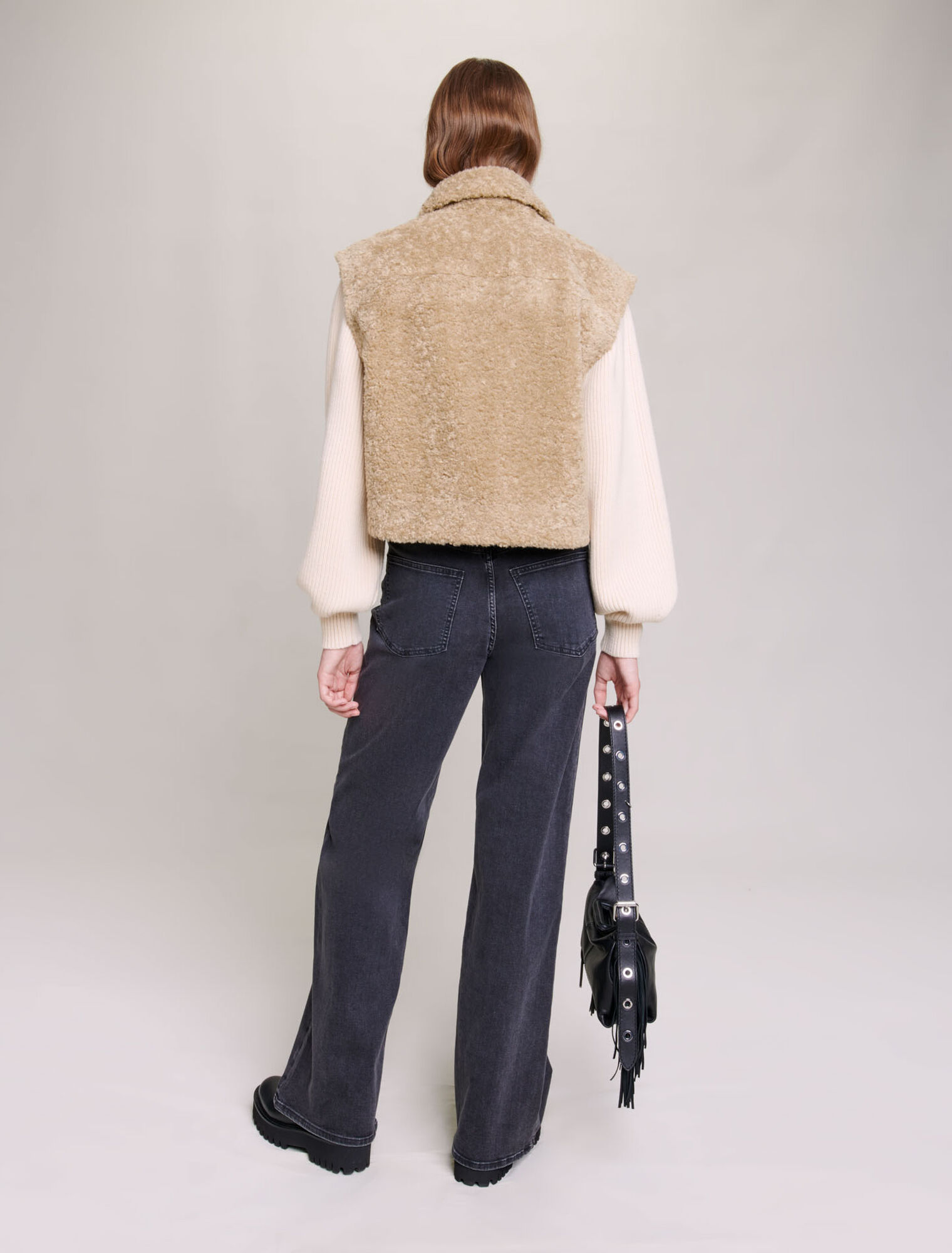 Blouson aus Webpelz und Strickmaterial