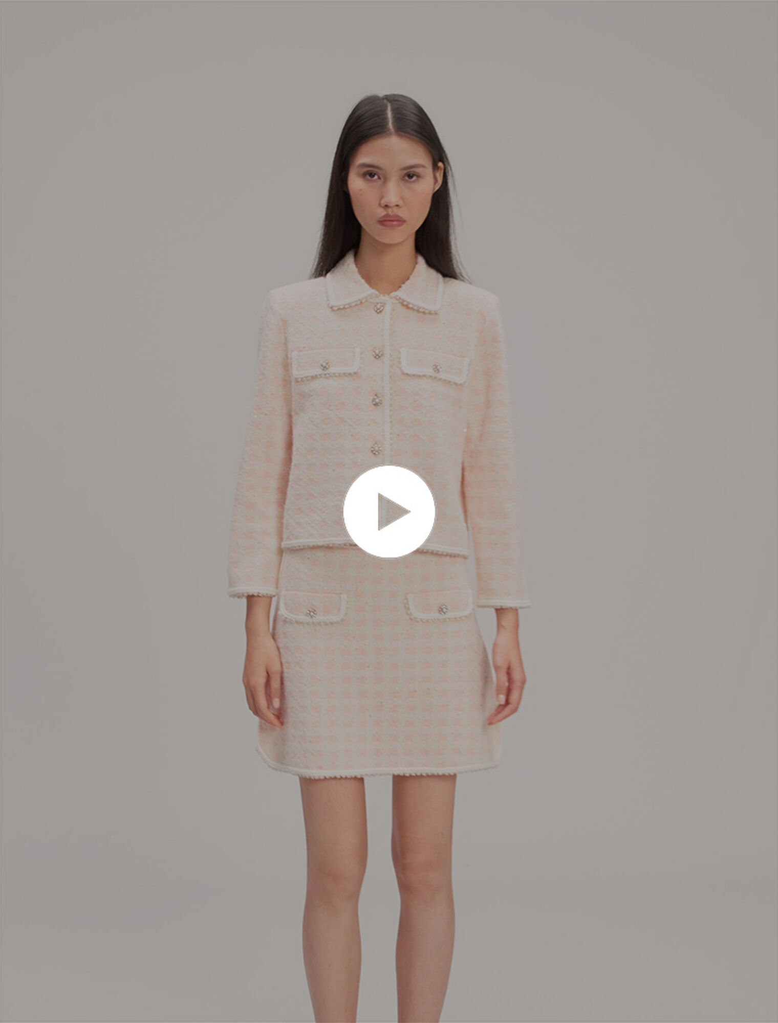 Strickjacke in Tweed-Optik