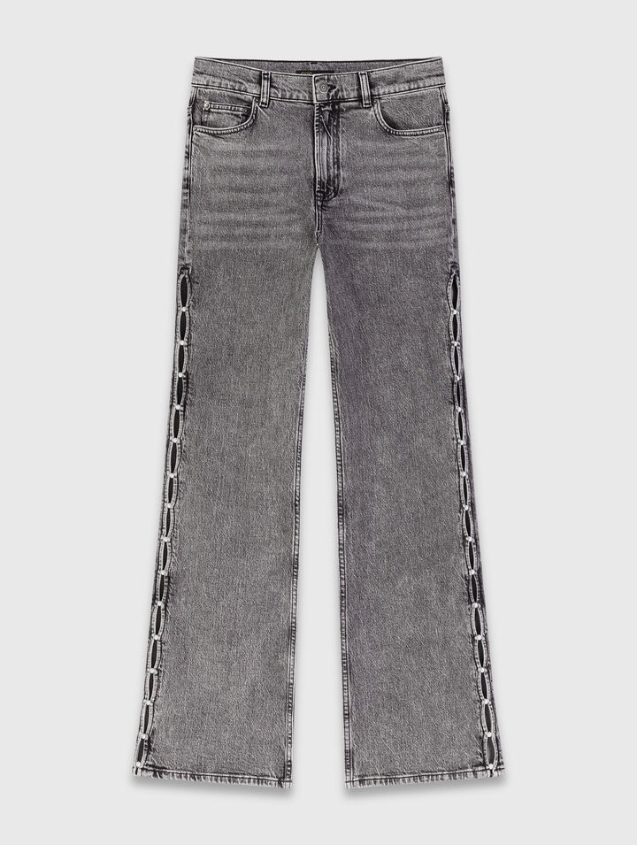 Weite Jeans mit Perlen