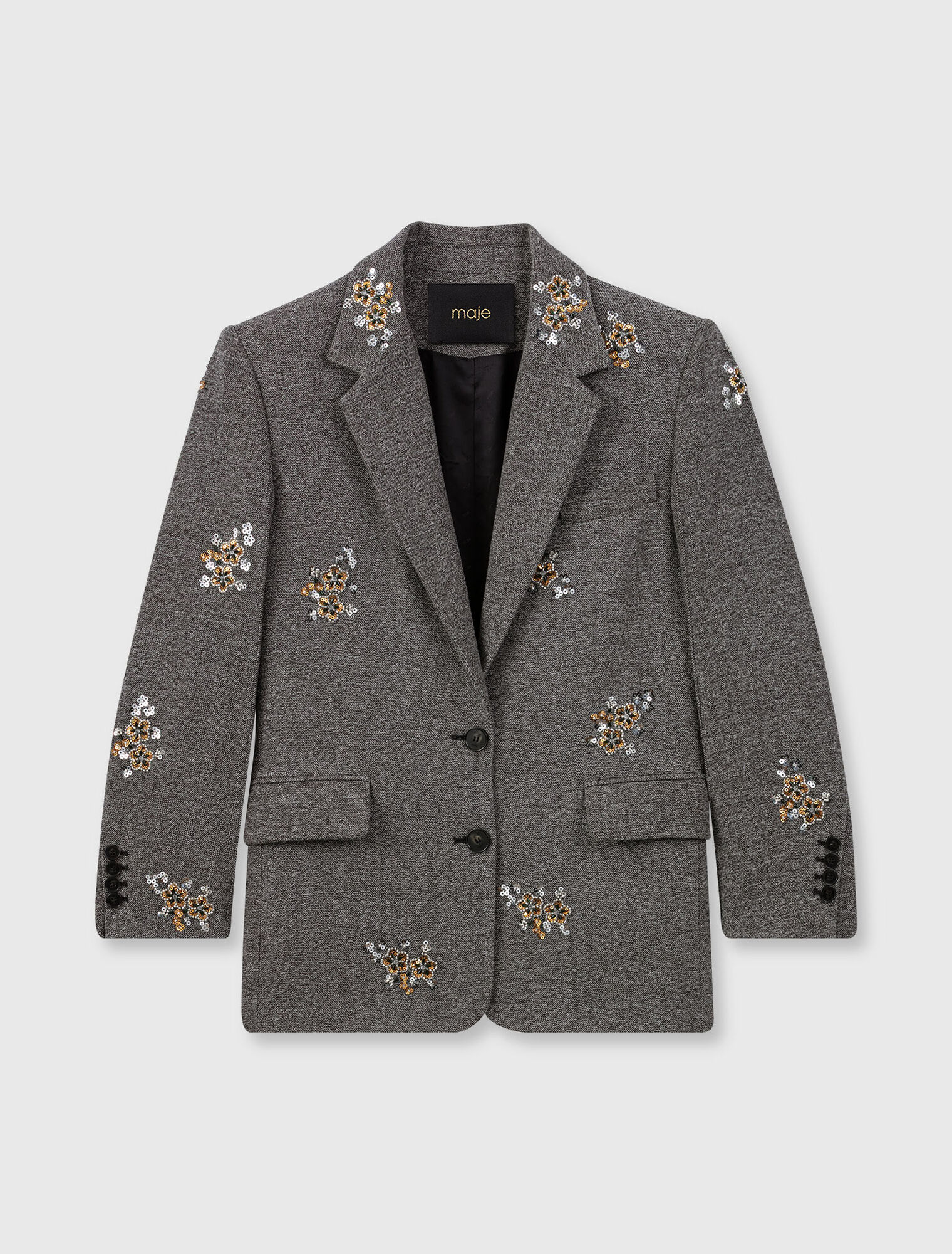 Wolljacke mit bestickten Blumen