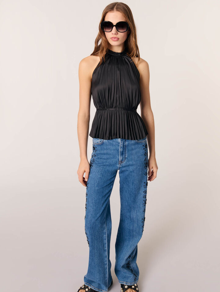 Plissiertes Top aus Satin