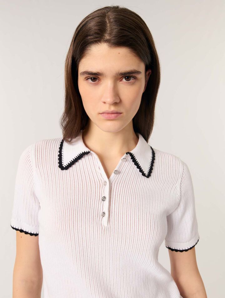 Poloshirt aus Pointelle-Strick