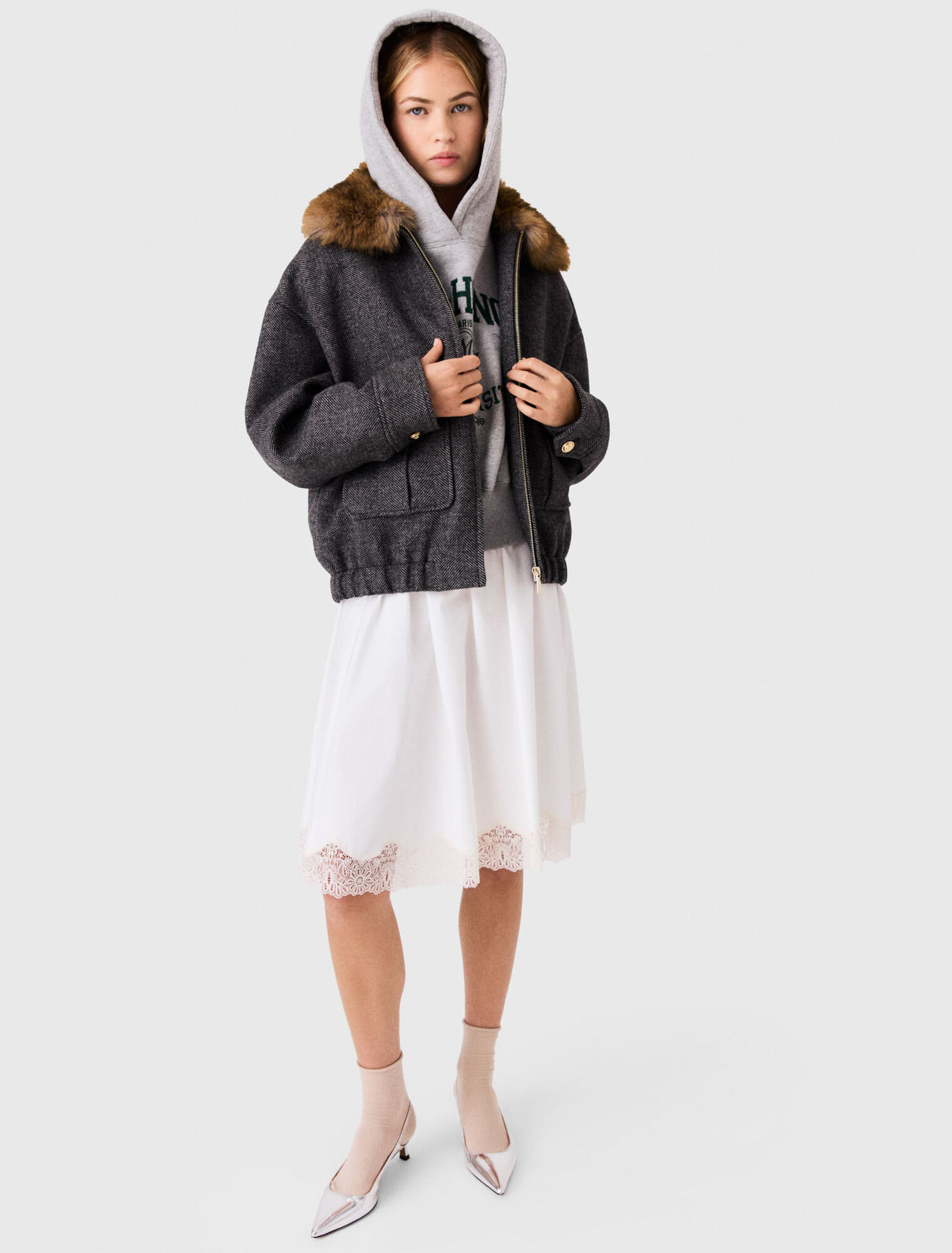 Oversize-Blouson in Chevron-Optik