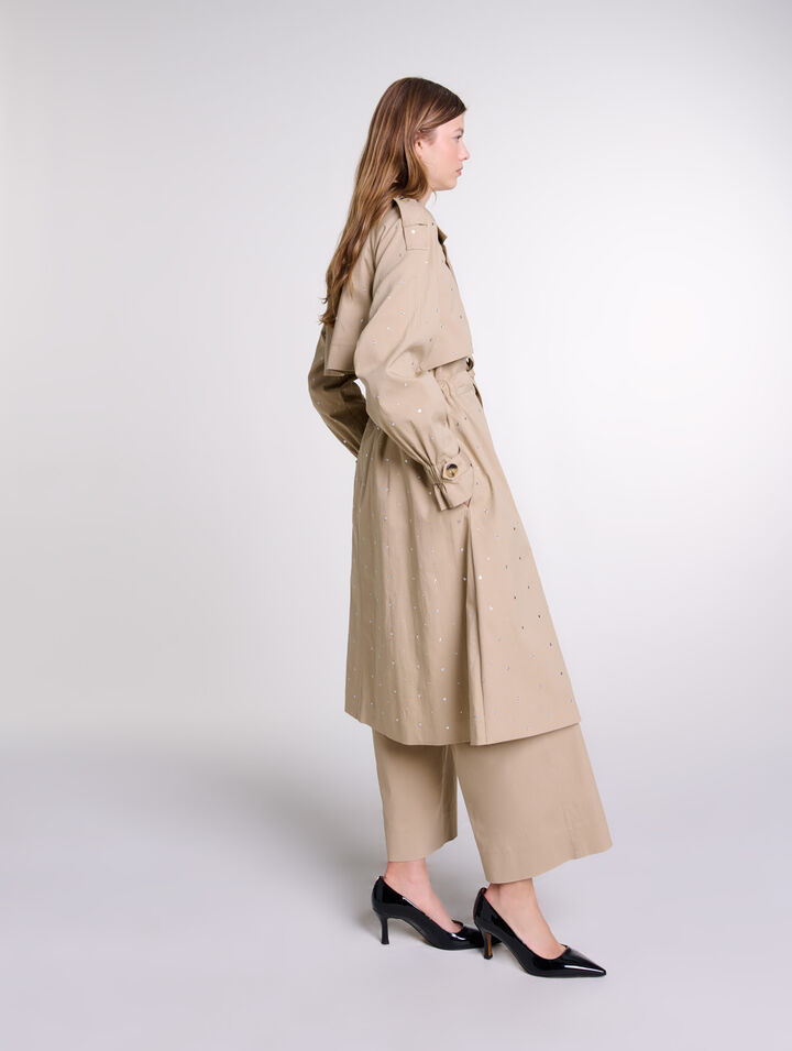 Nieten-Trenchcoat, Stretch-Taille