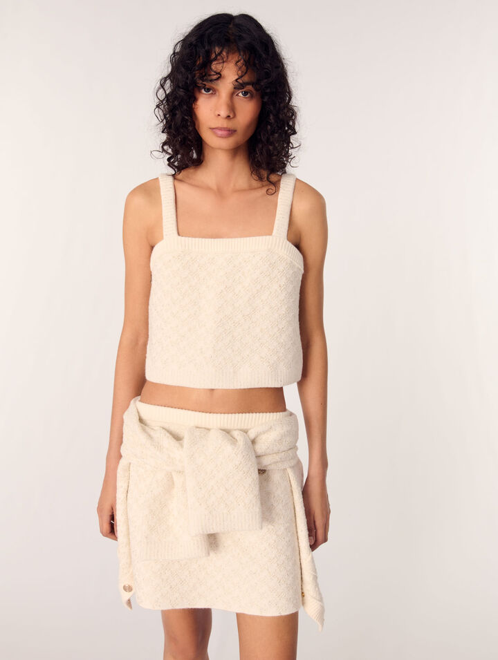 Kurzes Strick-Top mit Tweed-Effekt