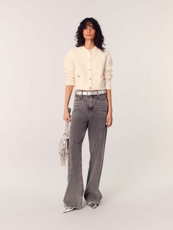 Kurzer Cardigan in Tweed-Optik