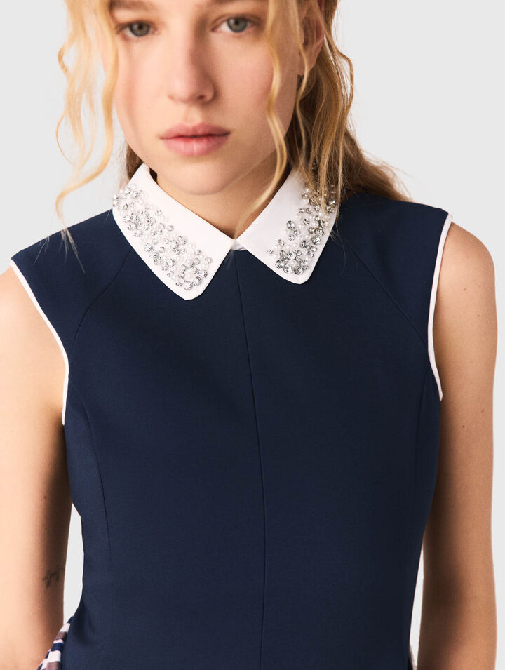 A-Linien-Kleid mit Kontrastpaspeln