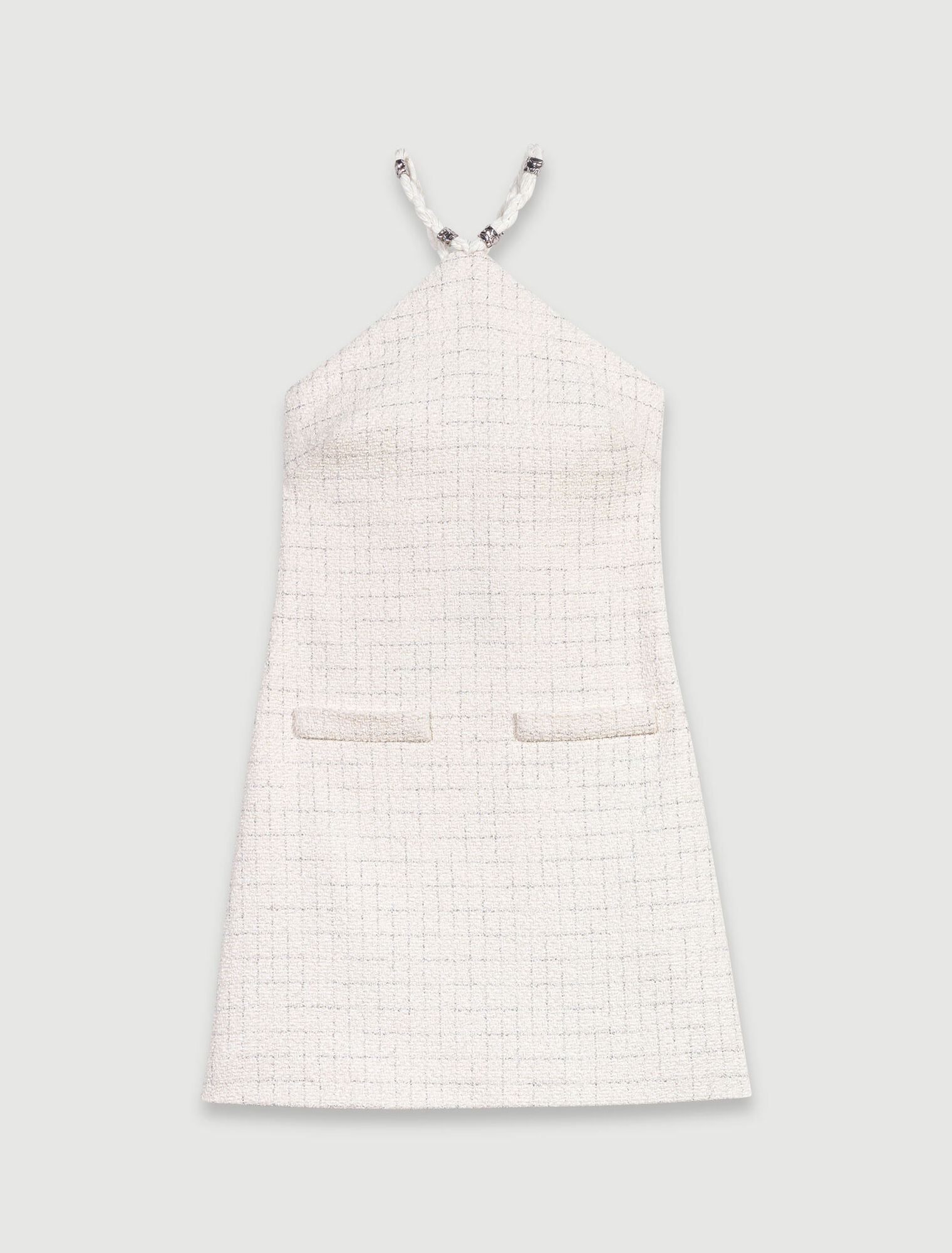 Kurzes Tweedkleid mit Bändern