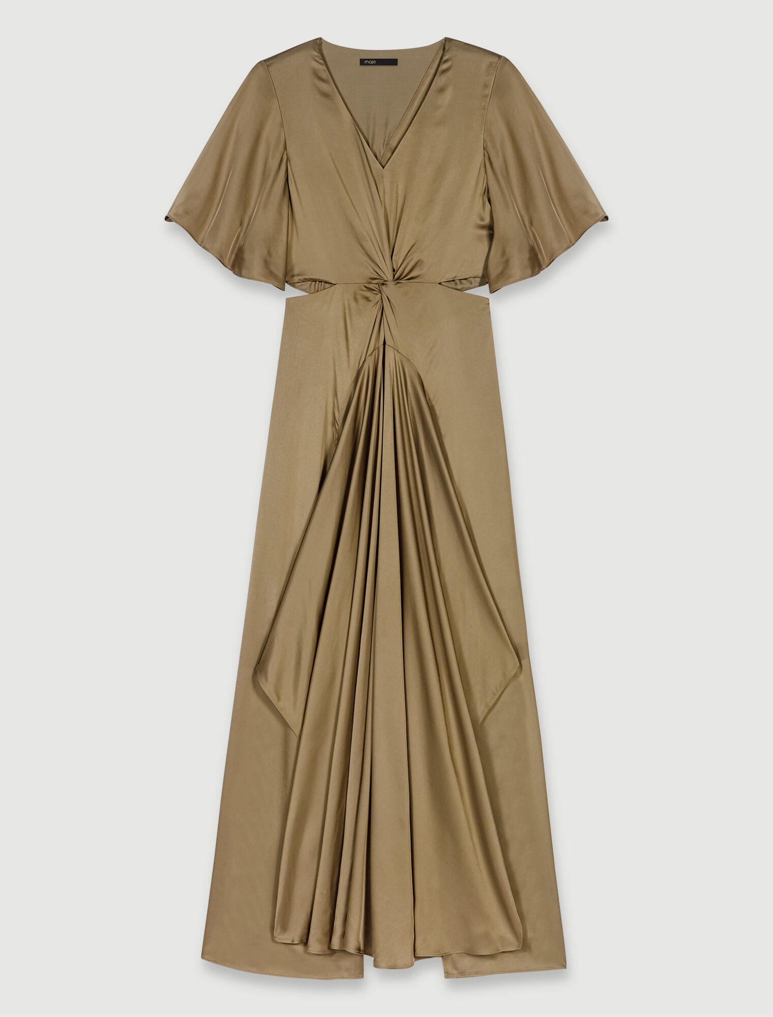 Langes Satinkleid mit Cut-outs